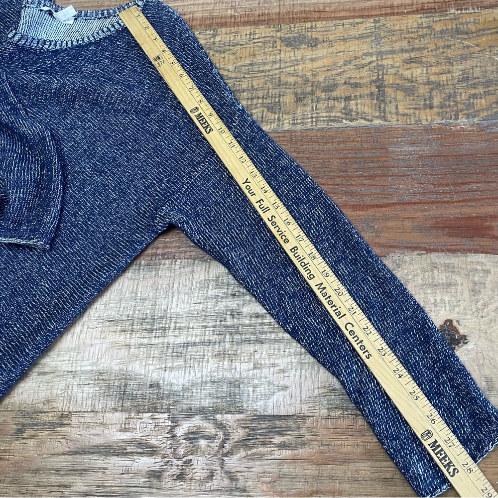 Eileen Fisher Large Light Knitted Navy  Blue Organic Linen Sweater coastal - Picture 7 of 8